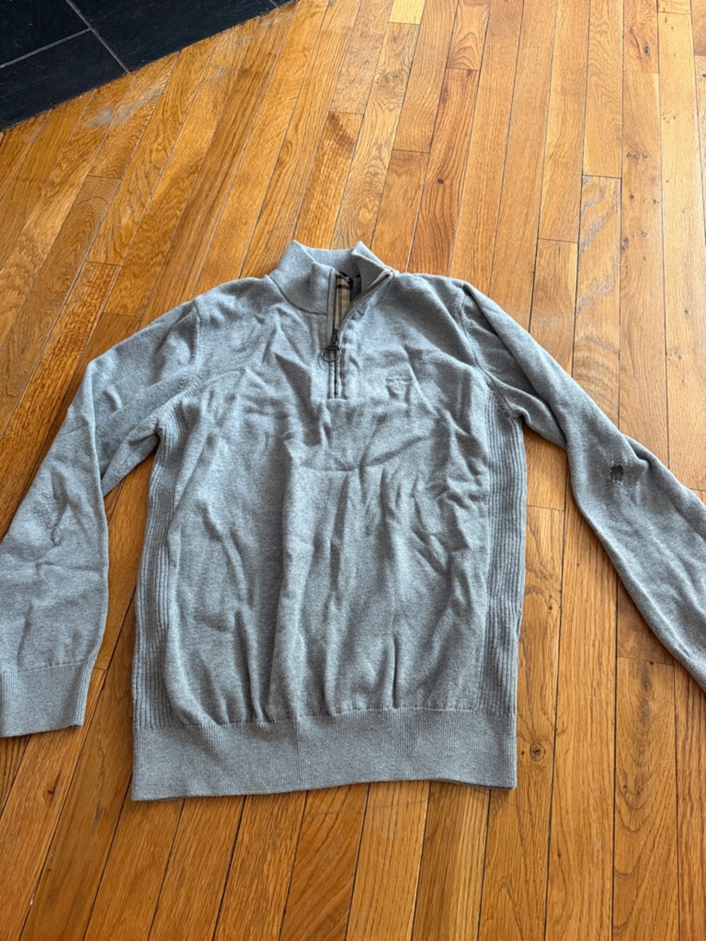 Barbour Men's Grey Quarter-Zip Sweater